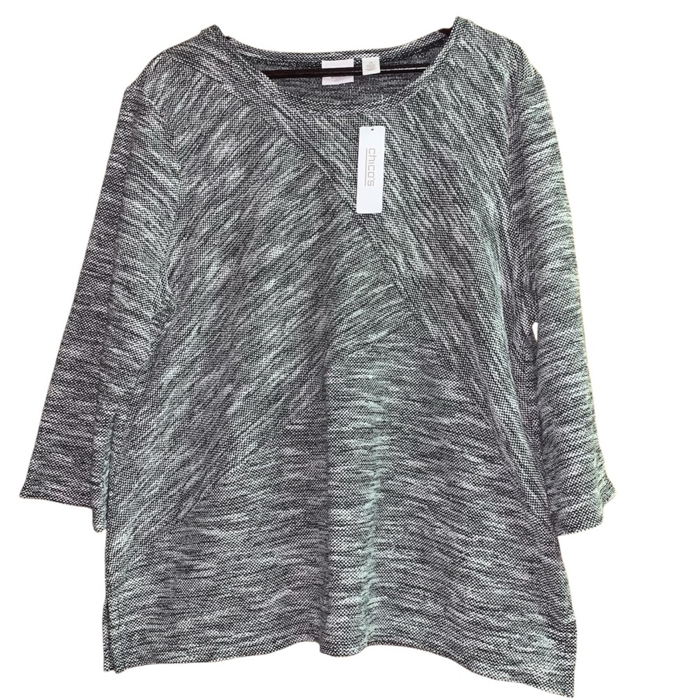 Chico's Black and White Long Sleeve Top